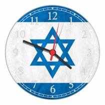 Relógio De Parede Bandeira De Israel Estrela De David Nação Decoração 40 Cm RC015