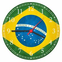 Relógio De Parede Bandeira Do Brasil Quarto Salas Tamanho Grande 50 Cm Quartz G01