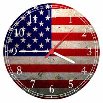 Relógio De Parede Bandeira Dos Estados Unidos Quarto Salas Tamanho Grande 50 Cm Quartz G01