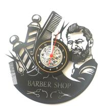 Relógio de Parede, Barber Shop, Barbeiro, Barbearia, Disco Vinil, Decoração