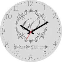 Relógio De Parede Bodas 60 Anos Presente Casa Diamante 30cm
