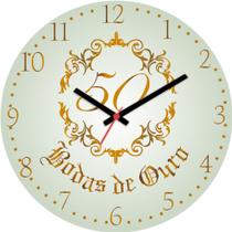 Relógio De Parede Bodas Ouro 50 Anos Presente Casamento 30cm - Intempo Design
