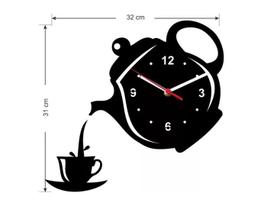 Relógio De Parede Bule E Xícara Preto Fosco 31 X 32cm Quartz