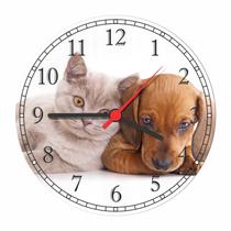 Relógio De Parede Cão e Gato Pet Shop Animais Tamanho Grande 50 Cm Quartz G03