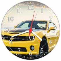 Relógio De Parede Carro Camaro Amarelo Decorar