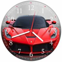 Relógio De Parede Carro Ferrari Vermelha Automobilismo Automóvel Tamanho 40 Cm RC003