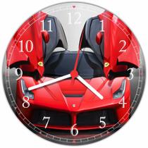 Relógio De Parede Carro Ferrari Vermelha Automobilismo Automóvel Tamanho 40 Cm RC014