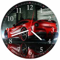 Relógio De Parede Carros Ferrari Vermelha Decorar