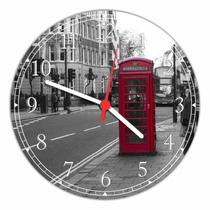 Relógio De Parede Cidade Londres Cabine Telefônica Decoração Quartz