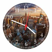 Relógio De Parede Cidade Nova York Estados Unidos Paisagem Quartz Decoração 40 Cm RC002