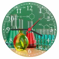 Relógio De Parede Ciências Química Tubos Ensaios Laboratórios Decorar