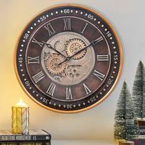 Relógio de parede CLXEAST 60cm com engrenagens móveis Industrial Steampunk Relógio de parede CLXEAST 60cm com engrenagens móveis Industrial Steampunk