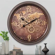 Relógio de parede CLXEAST de 60 cm com mostrador Moving Gears World Map Relógio de parede CLXEAST de 60 cm com mostrador Moving Gears World Map