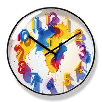Relógio de parede Colorful Splash Non-Ticking 30 cm de diâmetro Relógio de parede Colorful Splash Non-Ticking 30 cm de diâmetro