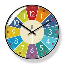 Relógio de parede colorido de desenho animado de 12 polegadas silencioso sem tique-taque