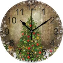 Relógio de parede com design de árvore de Natal de 10 polegadas silencioso sem tique-taque Relógio de parede com design de árvore de Natal de 10 polegadas silencioso sem tique-taque