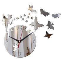 Relógio de parede Creative DIY Acrylic Mirror Modern Butterfly