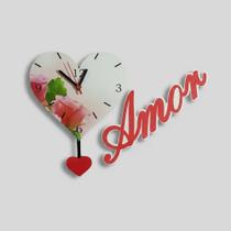 Relógio de Parede Criativo Coração com Pêndulo em movimento Relógio de Parede Criativo Coração com Pêndulo em movimento