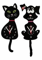 Relógio De Parede Criativo Kit Com 2 Gato e Cachorro