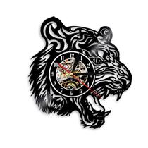 Relógio de parede de disco de vinil musical - Relógio de parede de vinil em forma de cabeça de tigre - Relógio de vinil - Decoração de parede de sala de estar - Presentes exclusivos