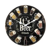 Relógio De Parede De Quartzo Silencioso De 10 E 12 Polegadas Com Padrão De Caneca De Cerveja