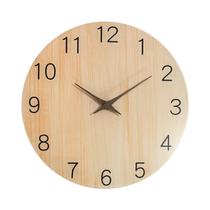 Relógio De Parede De Vidro Temperado Com Acabamento Em Madeira Clara, 12-16 Polegadas, Ponteiros De