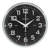Relógio De Parede Decorativo 23cm Analógico Redondo Moderno Metalizado Cromo Decoração Escritório Cozinha Sala