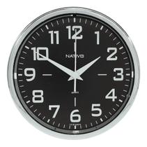 Relógio De Parede Decorativo 23cm Analógico Redondo Moderno Metalizado Cromo Decoração Escritório Cozinha Sala - Nativo