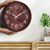 Relógio de Parede Decorativo 30cm Marrom Escuro Estilo Madeira Silencioso Elegante Fácil de Instalar