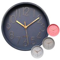 Relógio de Parede Decorativo Analógico 23cm Redondo Moderno Ponteiro Silencioso Decoração para Casa