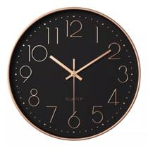 Relógio de Parede Decorativo Analógico 25cm Rose Gold Moderno Ponteiro Silencioso Sem Barulho Quartz para Decoração de Cozinha Sala Casa ou Escritório
