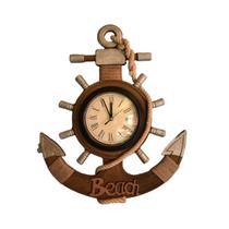 Relógio De Parede Decorativo Âncora De Madeira 35x43cm - GENERIC