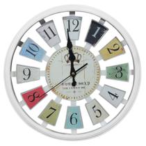 Relógio De Parede Decorativo Branco Sala Escritório 37,5cm Relógio De Parede Decorativo Branco Sala Escritório 37,5cm