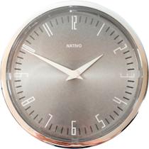 Relógio de Parede Decorativo Cromado Sala Cozinha 23cm - Nativo