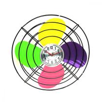 Relógio de Parede Decorativo Estilo Ventilador Colorido Silencioso Redondo 36cm Objeto Decoração Sala Casa Quarto