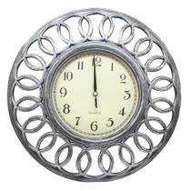 Relógio De Parede Decorativo Grande Prata Sala Escritório 46,5cm Relógio De Parede Decorativo Grande Prata Sala Escritório 46,5cm