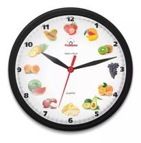 Relógio De Parede Decorativo Ômega Frutas Preto