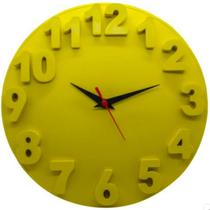 Relógio de Parede Delta 3D Amarelo Plashome para Decoração Sala Cozinha Escritório Relógio de Parede Delta 3D Amarelo Plashome para Decoração Sala Cozinha Escritório