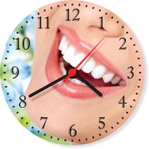 Relógio De Parede Dentista Odontologia Sorriso Dentes Consultórios Casas Quartz Tamanho 40 Cm RC000