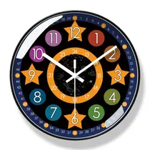 Relógio de parede, desenho animado educacional, 30x30cm, design de estrela colorida Relógio de parede, desenho animado educacional, 30x30cm, design de estrela colorida