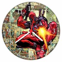 Relógio De Parede Desenho Deadpool Comics Super-Heróis Anime Quartz Tamanho 40 Cm RC010