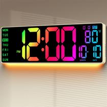 Relógio de parede digital ANSOPER de 16,5 polegadas com 11 cores RGB cáqui