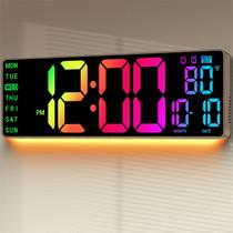 Relógio de parede digital ANSOPER de 16,5 polegadas com 11 cores RGB marrom Relógio de parede digital ANSOPER de 16,5 polegadas com 11 cores RGB marrom