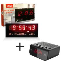 Relógio De Parede Digital Grande 46cm LE-2112 + Rádio Despertador Brinde LE-671 - Lelong