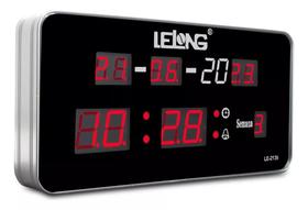 Relógio De Parede Digital Led Calendário Alarme Bivolt - LELONG