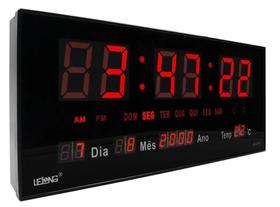 Relógio De Parede Digital Led Data Alarme Temperatura Dia