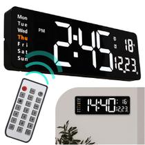 Relógio De Parede Digital LED De Mesa Parede Com Controle Remoto Calendário Alarme Data Temperatura
