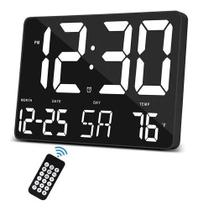 Relógio de parede digital led grande com data mês e ano temperatura dia da semana despertador - controle remoto