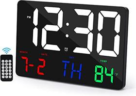 Relógio de parede digital led grande data temperatura semana despertador - Controle Remoto