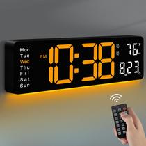 Relógio de parede digital MASHI, relógio digital de tela grande de 16" com controle remoto, relógio de parede com escurecimento automático e luz noturna, horário de verão, data da semana, temperatura para sala de estar, quarto, decoração, presente para idosos Relógio de parede digital MASHI, relógio digital de tela grande de 16" com controle remoto, relógio de parede com escurecimento automático e luz noturna, horário de verão, data da semana, temperatura para sala de estar, quarto, decoração, presente para idosos